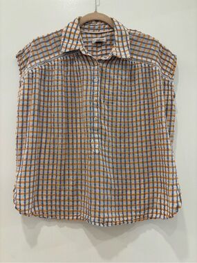 Pilcro by Anthropologie Plaid seersucker Short-Sleeve Button-Down lattice Shirt